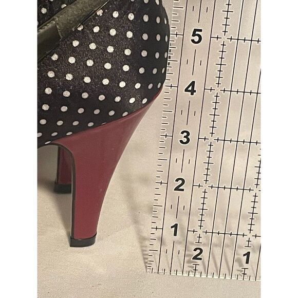 Madden Girl Kiarra Womens Shoes Size 7.5 Black Red Polka Bow Peeptoe Stiletto - Picture 13 of 14